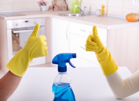 Office cleaner working in a Richmond upon Thames workplace